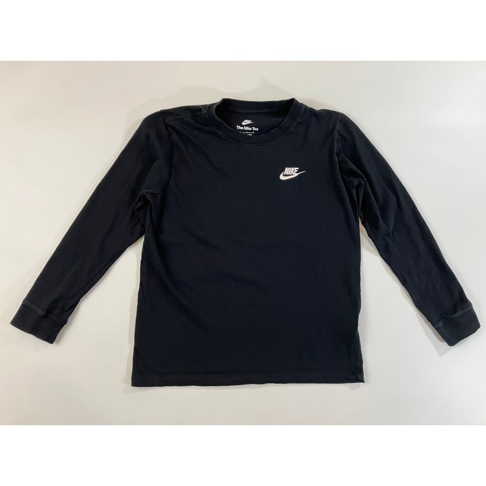 Nike Sportswear Kids L Black Long Sleeve T Shirt Embroidered Futura FZ4946-010